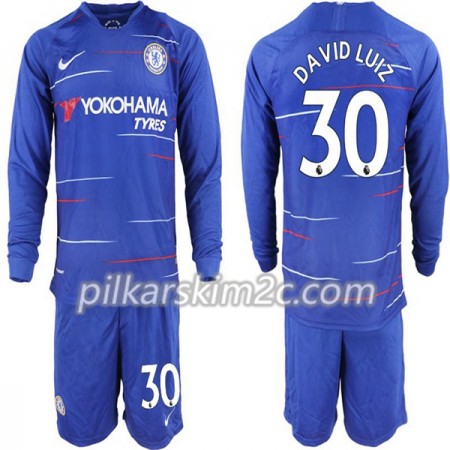 Koszulka Chelsea David Luiz 30 Dziecięca Główna 2018-2019 - Koszulki Piłkarskie(L/S)